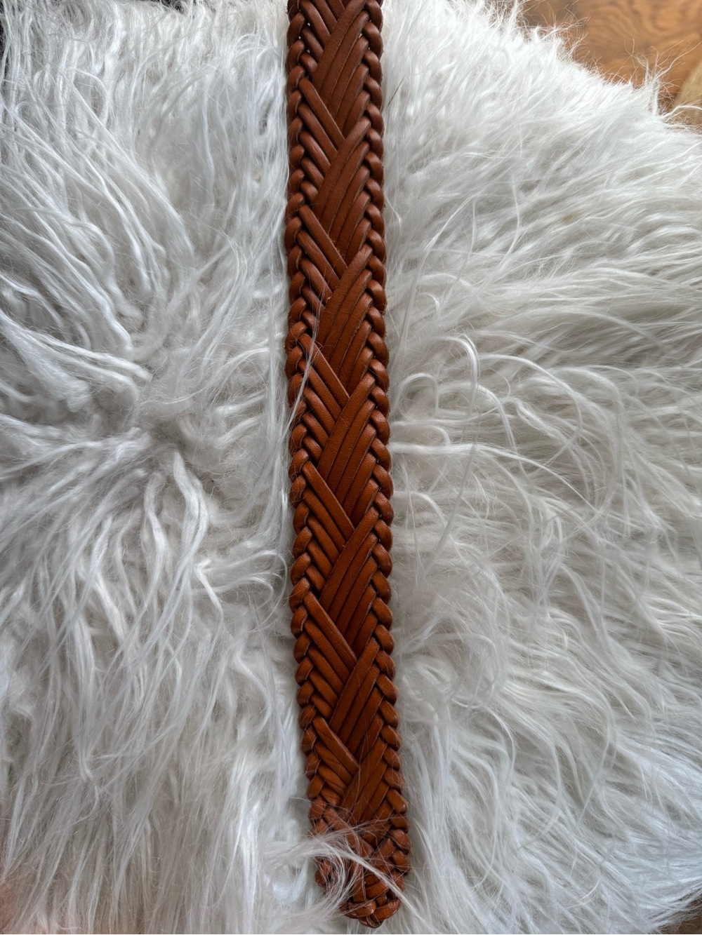 J. Crew Braided Leather Belt in Saddle with Brass Buckle - Picture 5 of 7